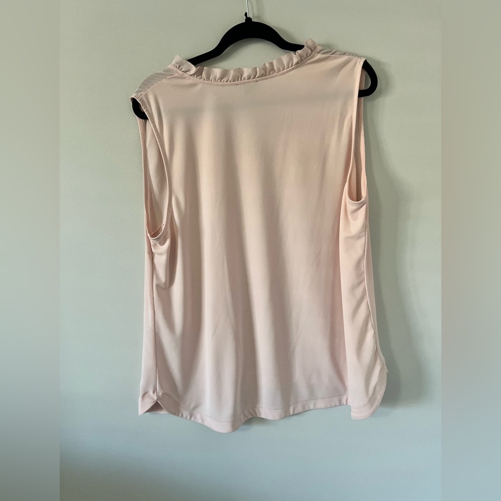 Ann Taylor Blush Ruffle V-Neck Blouse - Picture 2 of 3
